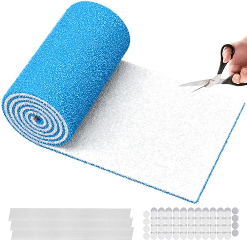Image of MERV 8 Air Vent Filters, 12 inch x 100 inch Cut to Size Air Filter Material, Triple Vent Filter HVAC Furnace Filters Kit for Home Floor Register, Ceiling, Grilles, with 48Pcs Adhesive Hook Tape