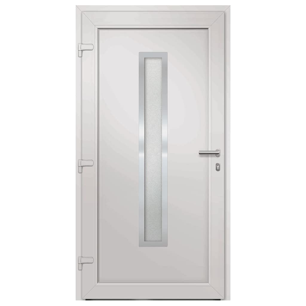 Antracytowe drzwi wejściowe 108 x 200 cm z progiem aluminiowym, zawiasami 3D i 5-punktową blokadą – bezpieczne drzwi wejściowe wraz z kompletnym zestawem montażowym, przeszkleniem izolacyjnym