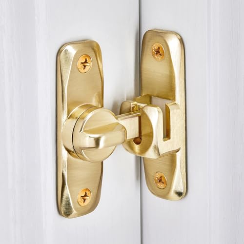 Image of INIRET 3 Packs Barn Door Latches,Gold 90 /180 Degree Gate Lock,Zinc Alloy Right Angle Door Lock Latch,Flip Gate Latches Hardware,Door Security Sliding Door Latch Lock fo Cabinets,Bathroom,Barn Door
