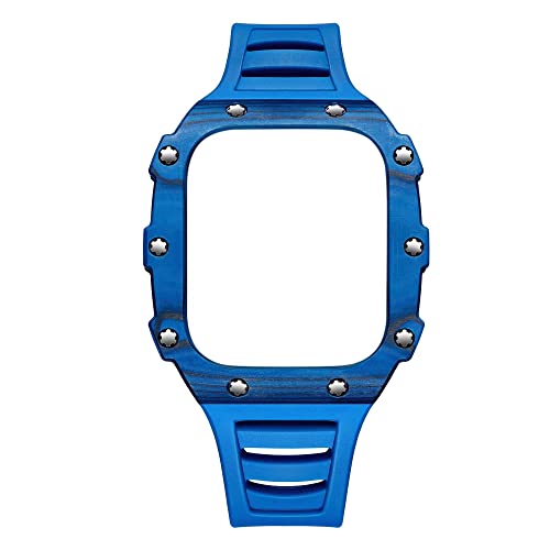 Bracelet Apple Watch 45mm look carbone blanc avec coque premium