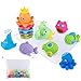 Glonova Juguetes de Baño para Niños Bebé, 12 pcs con Bolsillo de Malla para Almacenamiento, Juguetes de Agua para Bañera Playa