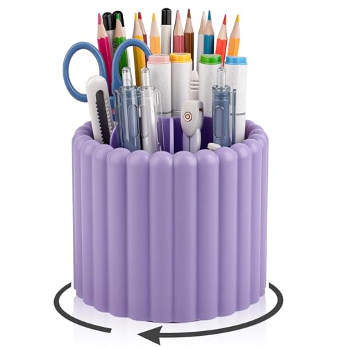 Image of 360 Rotating Pen Holder for Desk Removable Pencil Organizer, Purple
