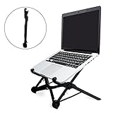 [page_title]-Laptop Ständer, APzek Notebook Ständer Faltbarer Tragbar Laptop Halterung Ergonomisch Kompakt Notebookständer Höhenverstellbar Belüftet Laptophalter für Mac, Dell, Surface & Acer (Schwarz)