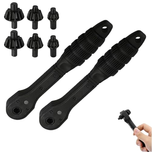 Double Head Drill Chuck Key Ratchet Wrench Tool, 2 in 1 Drill Chuck Ratchet Spanner, with 10/13/16mm Head, Multi-Function Clamping Tool for Tightening Loosening Drills (Black suit 3)