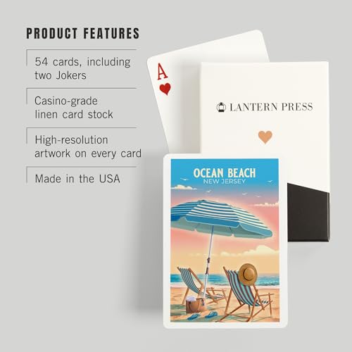 Lantern Press Naipes Poker Ocean Beach New Jersey miniatura 3