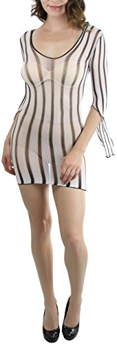 Image of ToBeInStyle Women's Stretch See Through Fishnet Novelty Mini Rave Party Dress