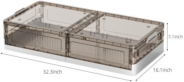 Underbed Roller Organizer, Stackable Flip-Top Plastic Containers For Bedroom And Everyday Home Storage (Coffee, 2-Pack)