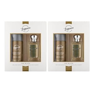 Designer Fragrances One Billion Male Twin Gift Set – Includes 150ml Body Spray Deodorant Cans, 50ml Men’s Eau De Parfum Sprays – For Instant Freshness on The Go – Long Lasting Smells