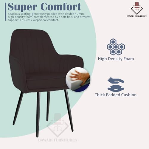 Image of Set of 2 Accent Chair for Living Room | Modern Armchair in Soft Velvet Fabric with Sturdy Legs | Premium Chair for Home Living Room Bedroom Restaurent | (Black Legs, Black)