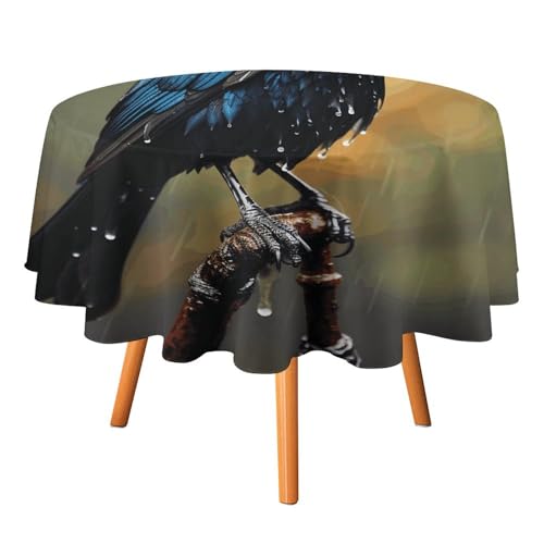 Nappe ronde imperméable motif oiseau et résistante taches - 2
