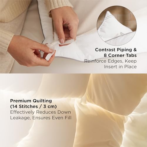 Image of Bedsure PureWoven Feather Down Comforter King Size, All Season Duvet Insert | Downpass Certified, Hotel Luxury Comforter, 8 Corner Tabs & Storage Bag, Soft Cotton Blend, 106x90 Inches, Medium Weight