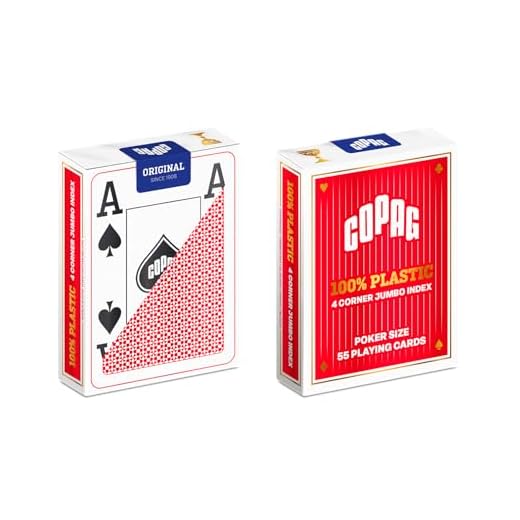 Copag 22564061 22564061-Plastik Poker-Jumbo Index mit 4 Eckzeichen, Rot, bunt