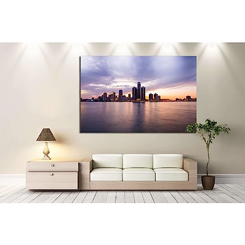 Impression sur toile Detroit Skyline ZELLART tableau d'art urbain premium 60x40