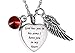 God has you in his arms with Angel Wing Charm Cremation Jewelry Keepsake Memorial Urn Necklace with Birthstone crystal by AMIST (January)