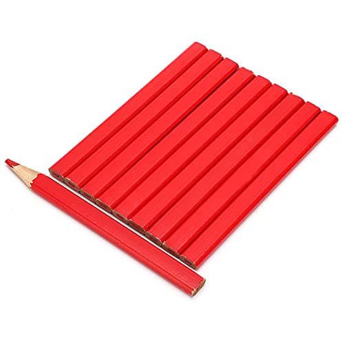 Tomotato 10Pcs Carpenter Pencils Wood Marking Pencil with Red Lead Oval Pine Construction Pencils for Workers Woodworkers Carpenters Framers