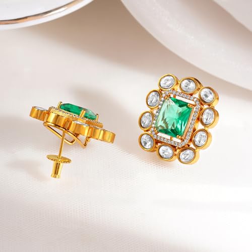 Image of Rubans Stud Earrings American Diamond Zirconia & Crystal Jewellery Gift for Women & Girls