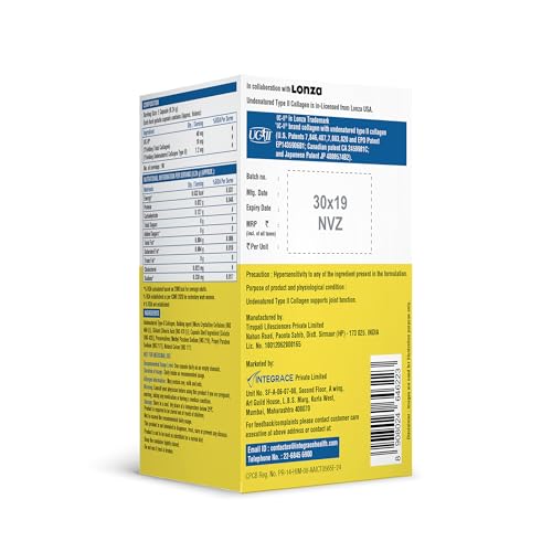 Image of UC-II Undenatured Type II Collagen Capsules | 90 Capsules (Pack of 1) | Daily Protein Supplement for Men & Women | Sourced from USA | Promotes Cartilage Repair | Strengthens & Lubricates Joints
