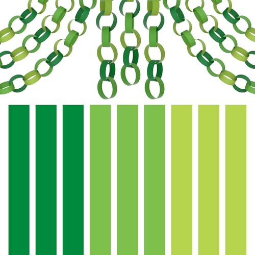 BOUBONI 600 Pieces Paper Chains Paper Strips 1 x 7 Inch for Birthday Party Decorations DIY Crafts Favors (Green Colors)
