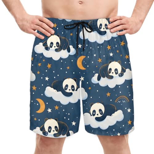 Men's Swim Trunks Size S Air Panda with Mesh Lining Soft Breathable Quick Dry Beach Shorts Clouds