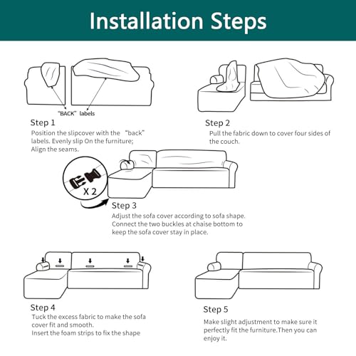 Funda de sofá seccional en forma de L de terciopelo marrón con chaise longue de 4 y 2 plazas 8