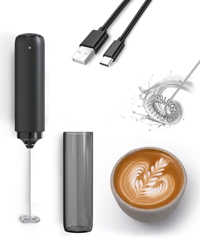 Mousseur à Lait Électrique, Rechargeable Mousseur a Lait, Portable Mini Mixeur pour Café/Café au Lait/Cappuccino/Chocolat Chaud