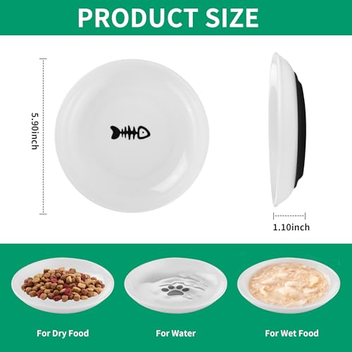 6 Stück Futternapf Katze,Katzennapf Keramik mit Rutschfestem Gummiboden,15 cm Durchmesser, Katzennapf für Haustierkatzen und Welpen (6)