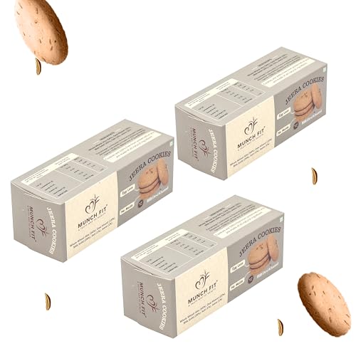 Image of Munch Fit Jeera Cookies - Healthy, Crunchy & Tasty 125gm Pack of 3 I No Maida, Eggless, No Refined Sugar Cookie I Protein & Fiber Packed Cookies