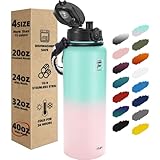 Fanhaw Insulated Water Bottle with Chug Lid - 40 Oz Double-Wall Vacuum Stainless Steel Reusable Leak