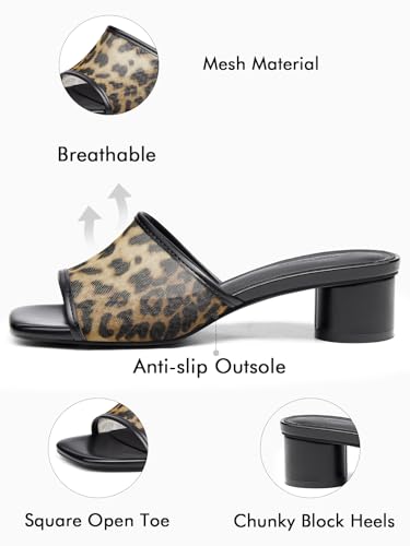 Image of Coutgo Women's Square Open Toe Chunky Heel Slide Sandals
