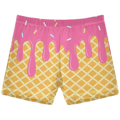 Boys Swim Trunks Quick Dry Bathing Suit Ice Cream Yellow Waffle Toddler Swim Shorts Boardshorts Swimwear 3-10