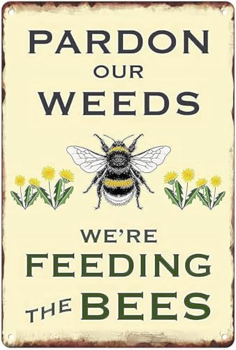 ���^�� �u���L�Ŕ� ���B���e�[�W Pardon Our Weeds We Are Feed the Bees Save Bees �o���u�� �r�[ �^���|�| �z�[�� �� �� ���� ���� �h�A �A�N�Z�T���[ �|�X�^�[ �M�t�g 8x12�C���`