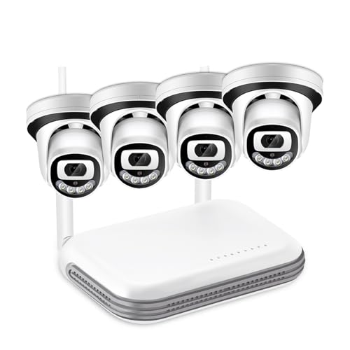 Sistemas de cámaras CCTV, Cámara HD de 3MP, minikit de Seguridad CCTV NVR de 8 Canales, visión Nocturna IR, detección, inalámbrico de videovigilancia(None,4X CAM 1x128G Card)