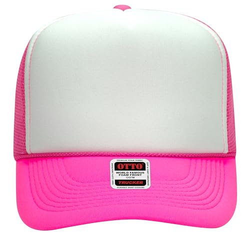 Image of OTTO Polyester Foam Front 5 Panel High Crown Mesh Back Trucker Hats in 97, Bulk, Wholesale