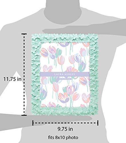 Image of Laura Ashley 8x10 Mint Green Flower Textured Picture Frame w /Easel