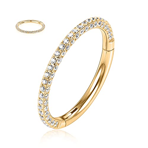 GAGABODY Septum Clicker Conch Piercing Jewelry 16 Gauge Earrings Hoop 20g Ring Nose Hoops Surgical Steel Lip Rings with 3 Sides CZ Helix Rook Cartilage Earrings