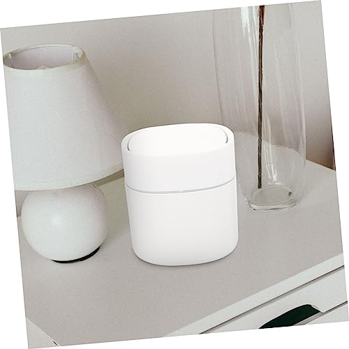 Papelera de escritorio rectangular blanca pequeña miniatura 3