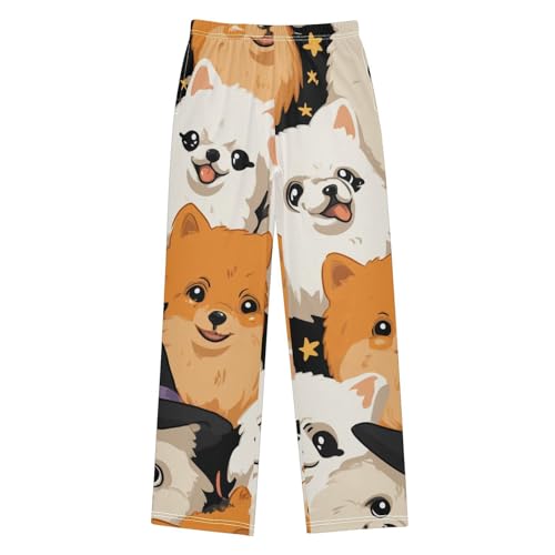 ZZXXB Pomeranian Witch Boys Long Pants Soft Trousers Elastic Waist Kids Lounge Bottoms with Pockets S-XL