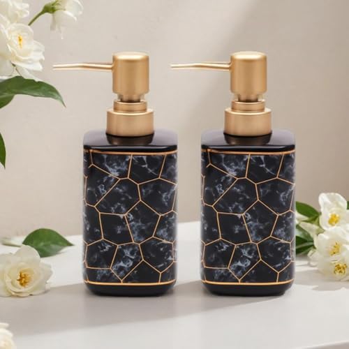 Image of Store2508 Ceramic Liquid Handwash Soap Dispenser Pump for Bathroom /Kitchen - 250ml (2 Pcs Black)