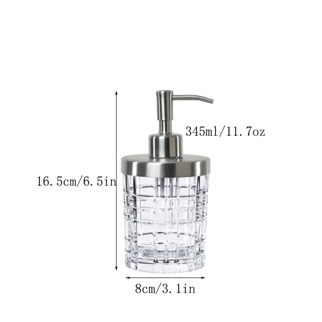 Dispensador de jabón, dispensador de líquido de Vidrio Transparente rellenable con Bomba de Acero Inoxidable, Botellas de loción de encimera de Cristal Artificial, Botella con Bomb
