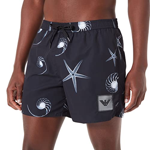 Emporio Armani Maillot de Bain Homme Boxer Noir Macro Pattern