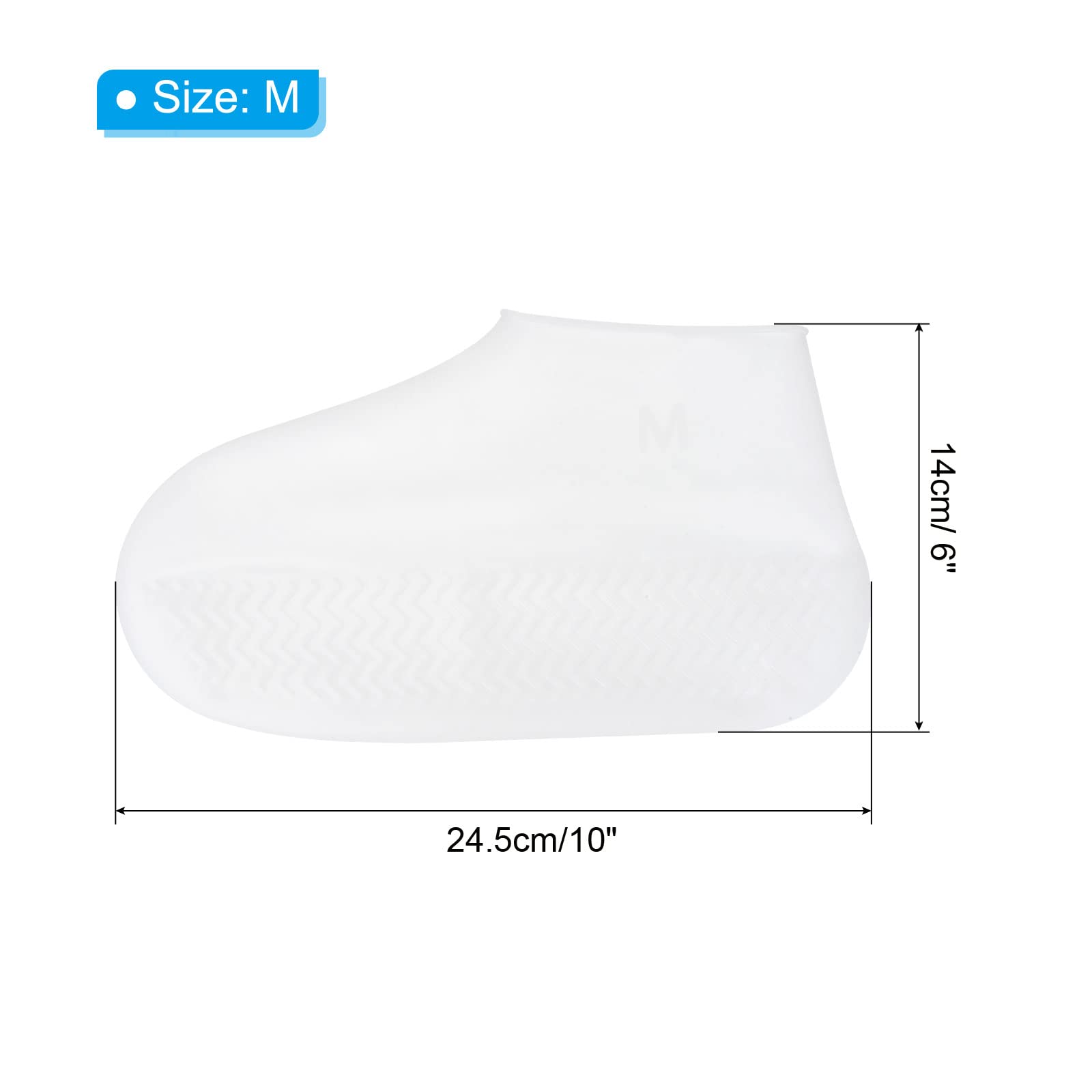 PATIKIL M Foldable Waterproof Silicone Shoe Cover, Reusable Non-Slip Overshoes Rain Shoes Covers Protectors Galoshes for Outdoor Rain Snow, White 1 Pair