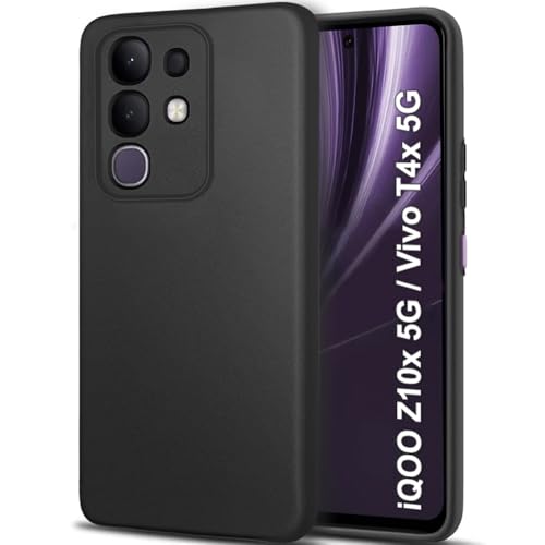 Image of TheGiftKart Sleek Back Cover Case for iQOO Z10x 5G / Vivo T4x 5G | Slim Fit Protective Design | Ultra Matte Finish | Camera Protection Bump | Soft Silicon Back Cover Case (Silicone, Black)