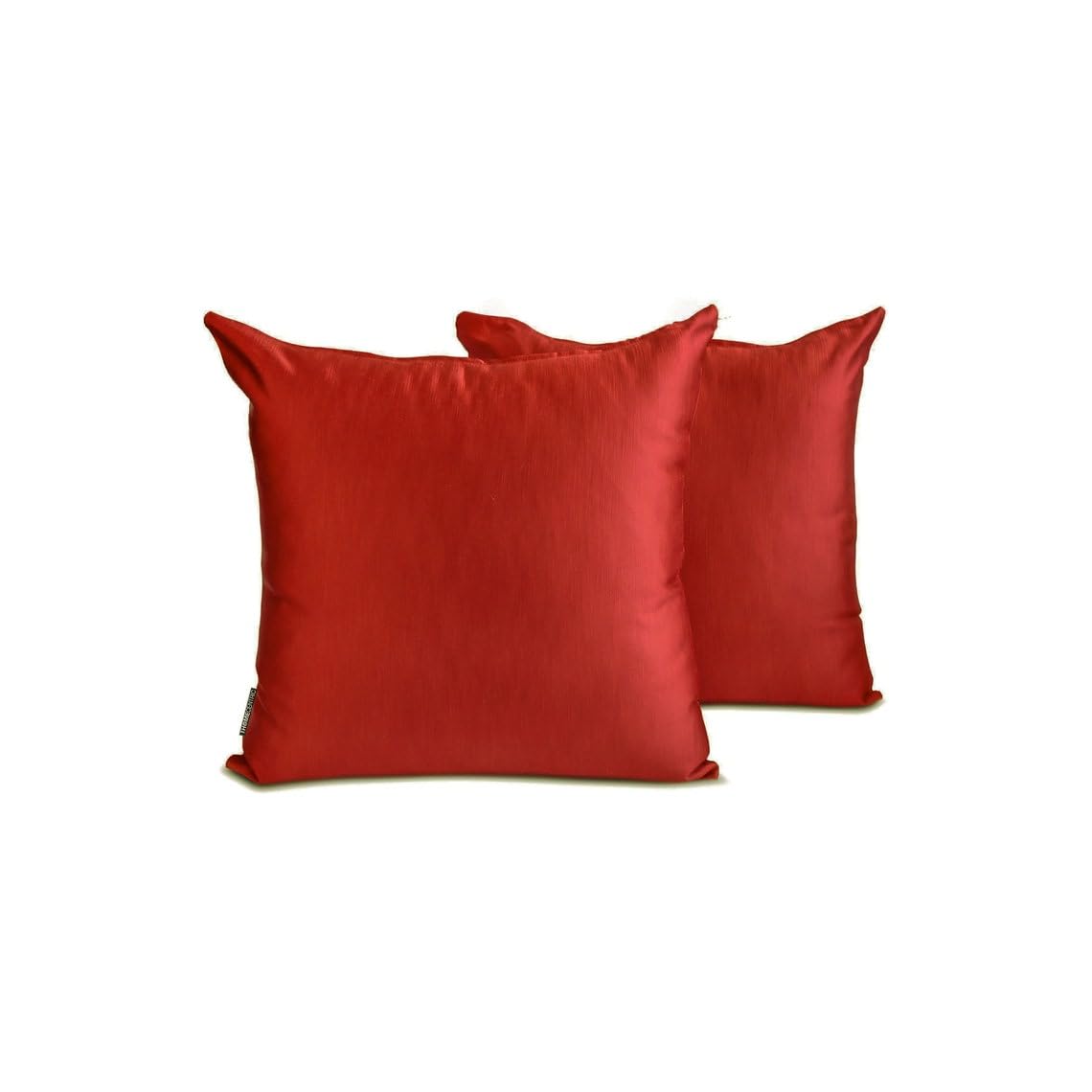 The HomeCentric Decorative Toss Cushion Covers Rust Pack of 2, 50x50 cm (20"x20") Satin Solid Pillow Covers For Sofa, Solid Modern Style - Rust Slub Satin