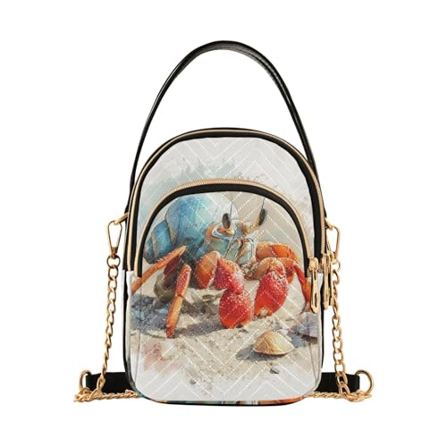 Ocean Hermit Crab Crossbody Bags for Women Detachable Strap Purses Shoulder Bag Travel Handbags
