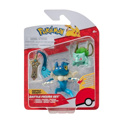 Pokémon- Set di Statuette Battaglia, Bisasam, Gramokles & Amphizel, Colore, Anphizel, PKW3599