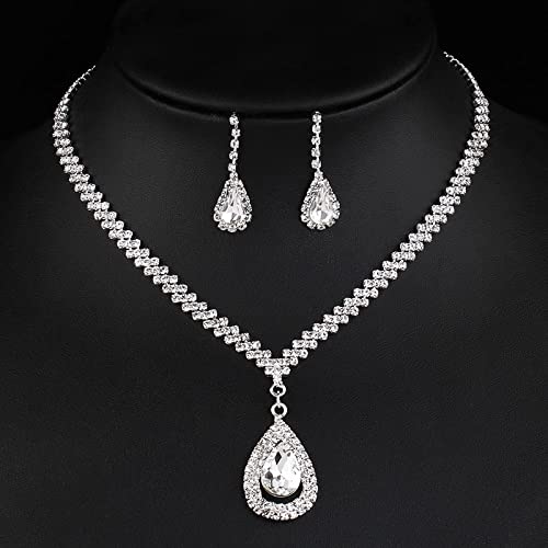 Bijoux cristal femme anti-allergie ensemble collier et perles