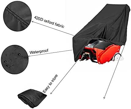 review Quekehis Snow Blower Cover with Drawstring Waterproof Heavy Duty 420D Snow Thrower Cover for Most Electric Two Stage Snow Blowers 47x40x32Inch Black