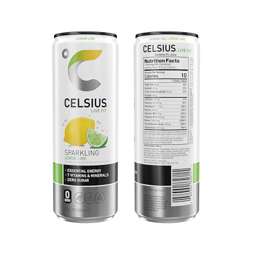 CELSIUS Sparkling Lemon Lime, Functional Essential Energy Drink, 12 Fl Oz (Pack of 24) - Thumbnail 2