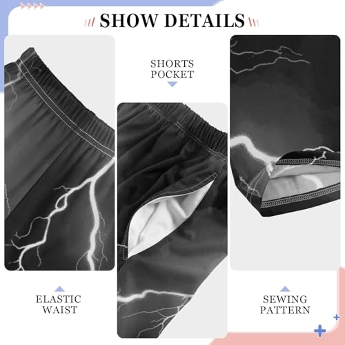 ZZXXB Lightning Print Boys Long Pants Soft Trousers Elastic Waist Kids Lounge Bottoms with Pockets S-XL4