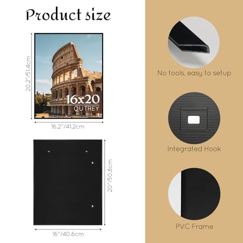 Image of QUTREY 16x20 Poster Frames 6 Packs, Black 16x20 Frames for Wall Mounting, Display 16 x 20 Posters, Photos & Art Prints Vertically or Horizontally
